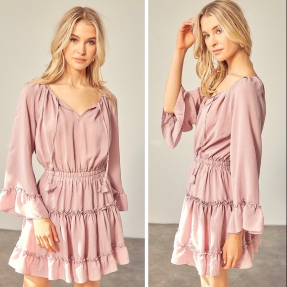 Graceful Long Sleeve Peasant Dress - Picture 3 of 3